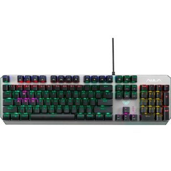 Клавиатура AULA Dawnguard 13150056, гейминг, механична, RGB подсветка, сребриста, USB image