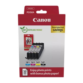 canon cli-581 c/m/y/bk photo value pack 2106c006