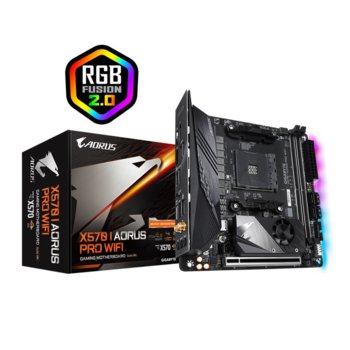 Дънна платка Gigabyte X570 AORUS I PRO WI-FI rev.1.0, X570, AM4, DDR4, PCIe 4.0 (DP&HDMI), 4x SATA 6.0 Gb/s, 2x M.2, 4x USB 3.2 Gen 1, mini-ITX, RGB подсветка, Wi-Fi AX, Bluetooth | JAR Computers Gigabyte X570 AORUS I PRO WI-FI rev.1.0