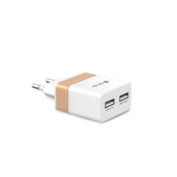 Зарядно устройство Devia Rockwall 2, от контакт към 2xUSB-A(ж), 5V/2.4A, бял | JAR Computers Devia Rockwall 2