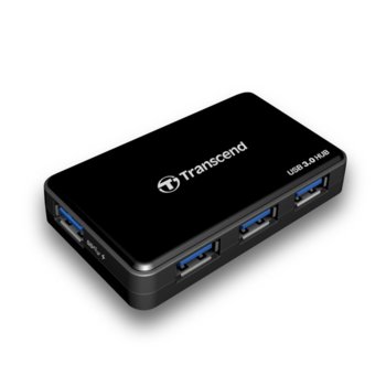 USB Хъб Transcend USB TS-HUB3K, 4 порта, от USB Type-A към 4x USB 3.0 Type-A, черен | JAR Computers Transcend USB3.0 4-Port HUB