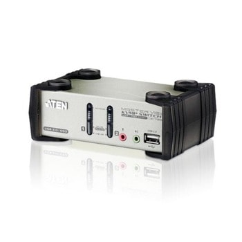 KVM суич Aten CS1732B, 2x USB Type A (ж), 1x HDB-15 (ж), 4x 3.5mm Audio Jack (ж) към 2x SPHD-15 (ж), 4x 3.5mm Audio Jack | JAR Computers ATEN CS1732B, 2-портов, PS/2-USB, VGA, Audio, OSD