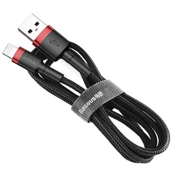 Кабел Baseus Cafule USB Lightning Cable (CALKLF-B19), от USB A(м) към Lightning(м), 1m, 12W, черен | JAR Computers Baseus Cafule USB Lightning Cable CALKLF-B19
