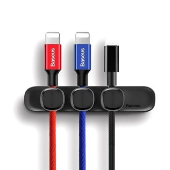 Органайзер за кабели Baseus Peas Magnetic Cable Clip Holder (ACWDJ-01), разделен на 3 части, черен | JAR Computers Baseus Peas Magnetic Cable Clip Holder