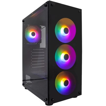 Кутия 1st Player Fire Dancing V3-B, ATX/mATX/Mini-ITX, 1x USB 3.0, с прозорец, 4x 120mm RGB вентилатора, черна, без захранване | JAR Computers 1stPlayer Fire Dancing V3-B V3-B-4F1