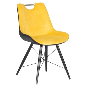 Трапезен стол Carmen PENZA, до 100кг. макс. тегло, дамаска/еко кожа, метална база, жълт image