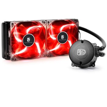 Водно охлаждане DeepCool Maelstorm 240T Red, съвместимост с LGA 1156/1155/1150/1151, AMD FM2/FM1/AM2/AM2+/AM3/AM3+/1366/2011 | JAR Computers Водно охлаждане DeepCool Maelstorm 240T Red