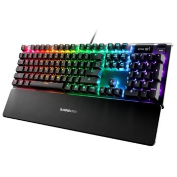 Клавиатура SteelSeries Apex 5 Hybrid Mechanical Blue Switch, гейминг, механична, RGB подсветка, магнитна подложка, черна, USB | JAR Computers SteelSeries Apex 5 Blue Switch