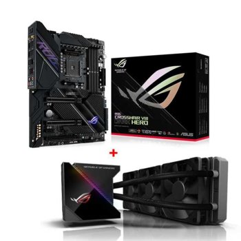 Дънна платка Asus ROG CROSSHAIR VIII Dark Hero в комплект с водно охлаждане за процесор Asus ROG RYUJIN 360, X570, AM4, DDR4, PCI-E 4.0, (CF&SLI), 8x SATA 6Gb/s, 3x M.2, USB 3.2 Gen 2, Wi-Fi, Bluetooth, ATX | JAR Computers Asus ROG CROSSHAIR VIII Dark Hero + ROG RYUJIN 360