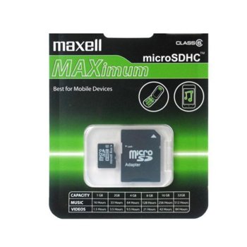 Карта памет 64GB microSDXC с адаптер, Maxell, Class 10, скорост на четене 40MB/s, скорост на запис 10MB/s | JAR Computers Карта памет Maxell micro SDXC, 64GB, Class 10,
