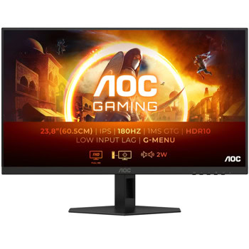 Монитор AOC 24G4XE (Нарушена опаковка), 23.8" (60.45cm) IPS панел, 180Hz, Full HD, 1ms, 80 000 000:1, 300cd/m2, DisplayPort, HDMI | JAR Computers AOC 24G4XE Нарушена опаковка