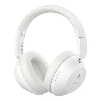 Слушалки Baseus Bass 30 Max White, безжични/жични, Bluetooth, Jack 3.5mm, микрофон, ANC шумопотискане, до 50 часа време на работа, бели | JAR Computers Baseus Bass 30 Max A00070700211-00