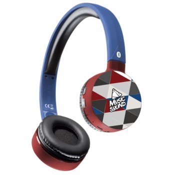 Слушалки Cellularline Music Sound Triangles, безжични, bluetooth, микрофон, импеданс 32 Ohm, чувствителност 110 db, 6 часа време на работа, сини | JAR Computers Cellularline Music Sound Triangles