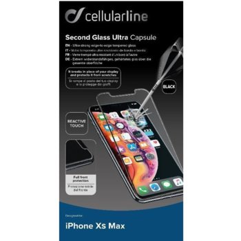 Cellular Line стъкло 3D за iPhone Xs Max Чeрнo