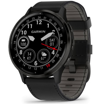 Смарт часовник Garmin Venu 3 (Slate/Black), 1.4" (3.54cm) AMOLED дисплей, Bluetooth, ANT+, Wi-Fi, GPS, пулсомер, проследяване на стреса, мониторинг на съня, профили за бягане и плуване, 5ATM, до 14 дни живот на батерията, кожена каишка, черен | JAR Computers Garmin Venu 3 Slate/Black Leather 010-02784-52