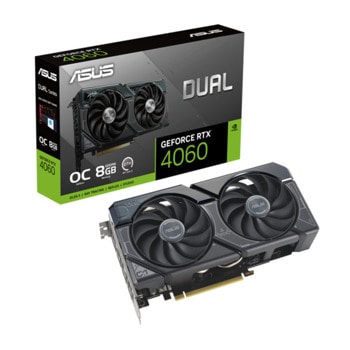 Видео карта Nvidia GF RTX 4060, 8GB, Asus Dual OC, PCI-E 4.0, GDDR6, 128-bit, DisplayPort, HDMI | JAR Computers Видео карта Asus Dual GeForce RTX 4060 OC 8GB