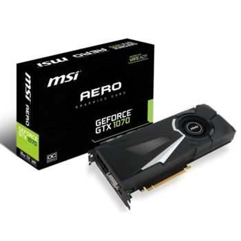 Видео карта GF GTX 1070, 8GB, MSI GF GTX 1070 AERO OC, PCI-E 3.0, GDDR5, 256-bit, HDMI, DVI, DisplayPort | JAR Computers MSI GTX 1070 AERO 8G OC