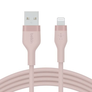 Кабел Belkin BoostCharge (CAA008bt1MPK), от USB-A(м) към Lightning, 1m, розов | JAR Computers Belkin BoostCharge CAA008bt1MPK