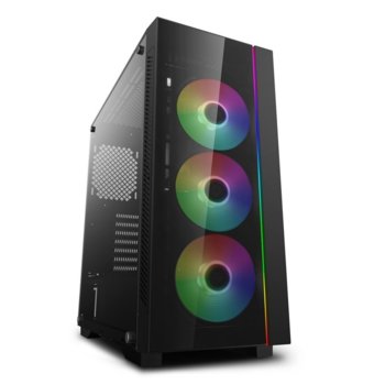 Кутия Deep Cool MATREXX 55 V3 ADD-RGB 3F, E-ATX/ATX/mATX/Mini-ITX, 1x USB 3.0, 3x 120mm ADD-RGB вентилатора, страничен прозорец, подсветка, черна, без захранване | JAR Computers DeepCool MATREXX 55 V3 ADD-RGB 3F