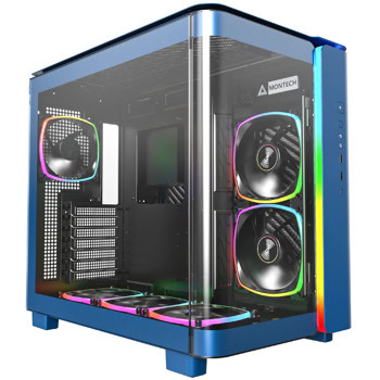 Кутия Montech KING 95 PRO, ATX/Micro ATX./Mini ITX, 1x USB Type-C, 2x USB 3.0, 2x ARGB PWM 140mm вентилатора, 4x ARGB PWM 120mm вентилатора, с прозорец, преден Mesh панел, синя, без захранване | JAR Computers Montech KING 95 PRO Prussian Blue KING-95-PRO-PB