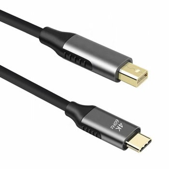 Кабел DeTech, от USB Type-C(м) към Mini DisplayPort(м), 1.8m, черен, 4K@60Hz | JAR Computers DeTech USB-C to Mini DP 1.8m Black 18399