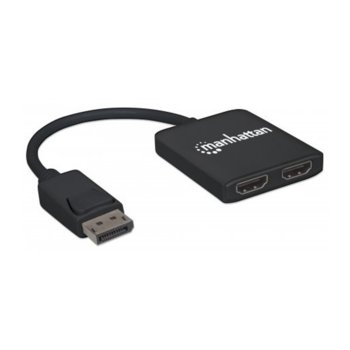 Сплитер Manhattan 152716, MST, DisplayPort(м) към 2x HDMI(ж), 4K UHD, черен | JAR Computers MANHATTAN 152716 MST DisplayPort(м) към 2x HDMI