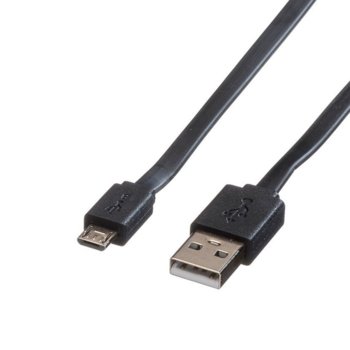 Кабел Roline 11.02.8760, USB A(м) към USB Micro B(м), 1m, черен | JAR Computers Roline 11.02.8760 USB A(м) към USB Micro B(м) 1m