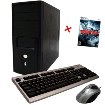 Настолен компютър PC "Мания" +подарък игра Wolfenstein, дву-ядрен Intel® Pentium® E5400 2.7GHz, 3GB RAM, 640GB HDD, DVDRW, GeForce GT 240 1GB DDR3 (HDMI & DVI), клавиатура & мишка, 2г. гаранция | JAR Computers PC "Мания" +подарък игра Wolfenstein