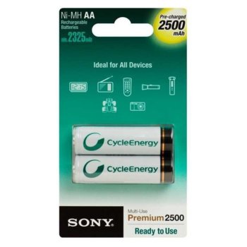 Акумулаторна батерия Sony NH-AAB2GN NiMH, АA, 2500mAh, 1.2V, 2 броя в опаковка | JAR Computers Sony NH-AAB2GN 2xAA/2500mAh