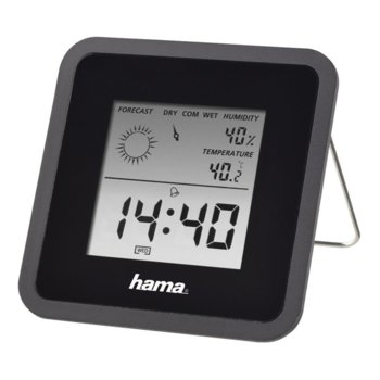 Цифров термометър/хигрометър Hama TH-50, часовник / календар / аларма, черен image