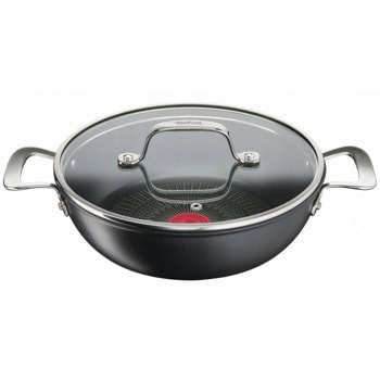 Тенджера Tefal G2557172, 26 cm диаметър, алуминий, топлинен индикатор, незалепващо покритие, с капак, черна | JAR Computers Tefal G2557172