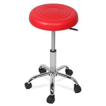 Бар стол Carmen 3075, с колелца, хромирана база, еко кожа, механизъм за регулиране на височината, червен image