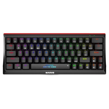 Клавиатура Marvo KG962W, безжична, гейминг, механична, сини суичове, Anti-Ghosting, RGB подсветка, черна, Bluetooth image
