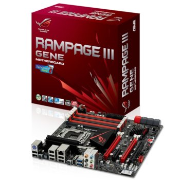 Дънна платка Asus Rampage III GENE, X58, LGA1366, DDR3, 2xPCI-E(SLi/CF), SB7.1 SupremeFX X-Fi (THX, EAX), Lan1000, SATA RAID 0,1,5,10, 2xSATA 6Gb/s, 2x1394, 2xUSB3.0, uATX | JAR Computers Asus Rampage III GENE