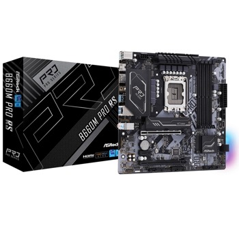 Дънна платка ASRock B660M Pro RS, B660, LGA 1700, DDR4, PCI-E 5.0, (DP&HDMI), 4x SATA 6Gb/s, 2x M.2, 4x USB 3.2 Gen1, Micro ATX | JAR Computers ASROCK B660M Pro RS 90-MXBGW0-A0UAYZ
