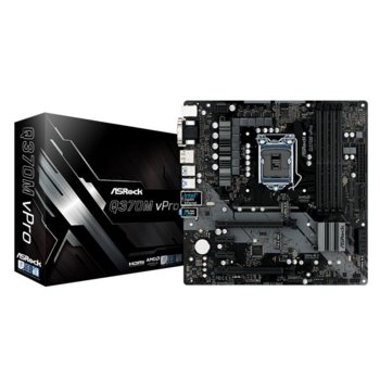Дънна платка ASRock Q370M vPro, Q370, LGA1151, DDR4, PCI-Е (DisplayPort&HDMI&DVI-D&D-Sub)(CFX), 6x SATA3 6.0, 1x Ultra M.2, 4x USB 3.1, Micro ATX | JAR Computers ASRock Q370M vPro