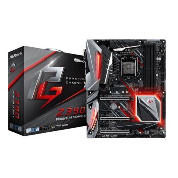 Дънна платка ASRock Z390 Phantom Gaming 6, Z390, LGA1151, DDR4, PCI-Е (DP&HDMI)(CFX&SLI), 6x SATA 6Gb/s, 2x Ultra M.2, 1x USB 3.1 (Gen2, Type-C), ATX | JAR Computers AsRock Z390 PHANTOM GAMING 6