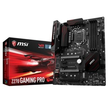 Дънна платка MSI Z270 GAMING PRO, Z270, LGA1151, DDR4, PCI-E(DVI,HDMI)(CF&SLI), 6 x SATA 6Gb/s, 2x M.2 Socket, 10x USB 3.1, 6x USB 2.0, ATX | JAR Computers MSI Z270 GAMING PRO