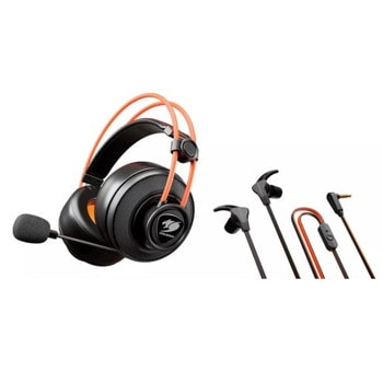 Слушалки Cougar Immersa Ti EX (CG3H300P41X0001) в комплект с слушалки тип "тапи" Havoc, шумопотискащ MEMS микрофон, AUX, гейминг, 40mm говорители, черни | JAR Computers Cougar Immersa Ti EX CG3H300P41X0001