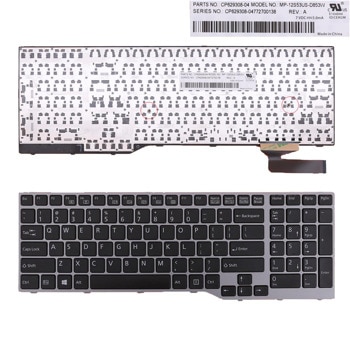 Клавиатура за лаптоп Fujitsu, съвместима със серия LifeBook E753 E754, черна, със сива рамка | JAR Computers KBD for Fujitsu LifeBook E753 E754