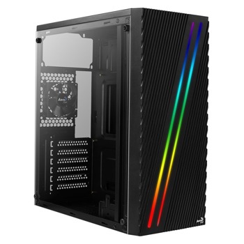 Кутия AeroCool Streak RGB (AEROPGSSTREAK-A-BKRG), ATX/mATX/Mini-ITX, 1x USB 3.0, с прозорец, черна, без захранване | JAR Computers AEROCOOL Streak RGB AEROPGSSTREAK-A-BKRG