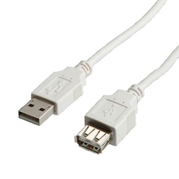 Кабел ROLINE 11.99.8946, USB A(м) към USB A(ж), 0.8m, бял image