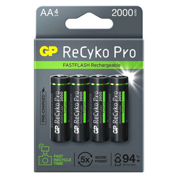 Акумулаторна батерия GP RECYKO + PRO Fast Flash, AA, 1.2V, 2100mAh, NiMH, 4бр. | JAR Computers GP RECYKO + PRO Fast Flash BR-210AAHCF-APCEB4