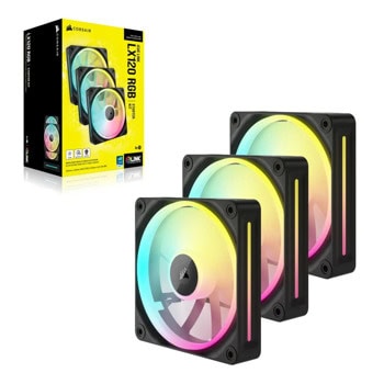 Вентилатори 120mm, Corsair iCUE LINK LX120 RGB, 4-pin, 2400 rpm, 3 броя, черни | JAR Computers Corsair CO-9051026-WW