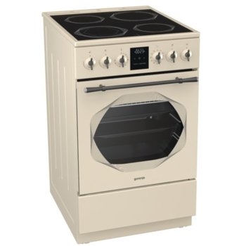 Готварска печка Gorenje EC53INI, клас А, 70 л. обем на фурната, 4 нагревателни зони, Стъклокерамичен плот, AquaClean почистване, GentleClose, MultiAir, бежов | JAR Computers Gorenje EC53INI