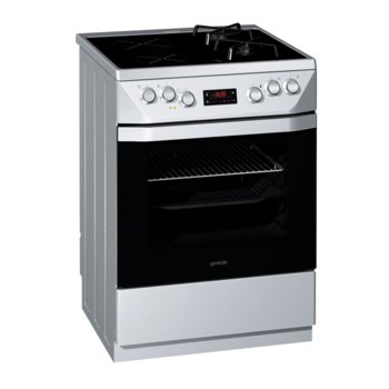 Готварска печка GORENJE KC 67437 BX, клас А, 6300 W, 67 л., 2 HiLight нагревателни зони + 2 газови котлона, GentleClose затваряне, AquaClean почистване, инокс | JAR Computers GORENJE KC 67437 BX