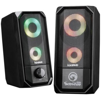 Тонколони Marvo SG-265, 2.0, AUX, 6W, RGB подсветка, черни | JAR Computers Marvo SG-265