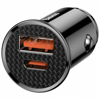 Зарядно за кола Baseus Dual, от автомобилна запалка към USB C(ж)/USB A(ж), USB: 4.5V/5A; 5V/4.5A; 9V/3A; 12V/2.5A; USB-C: 5V/3A; 9V/3A; 12V/2.5A; 15V/2A; 20V/1.5A, черно | JAR Computers Baseus Dual CCALL-YS01