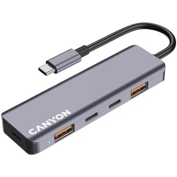 USB хъб Canyon DS-18, 4 порта, от USB Type-C към 2x USB 3.2 Gen 2 Type-A, 2x USB 3.2 Type-C, 1x USB Type-C, сив | JAR Computers Canyon DS-18 CNS-TDS18