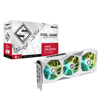 Видео карта AMD Radeon RX 7600, 8GB, ASRock Steel Legend OC, PCI-E 4.0, GDDR6, 128-bit, DisplayPort, HDMI | JAR Computers ASRock Radeon RX 7600 Steel Legend 8GB OC